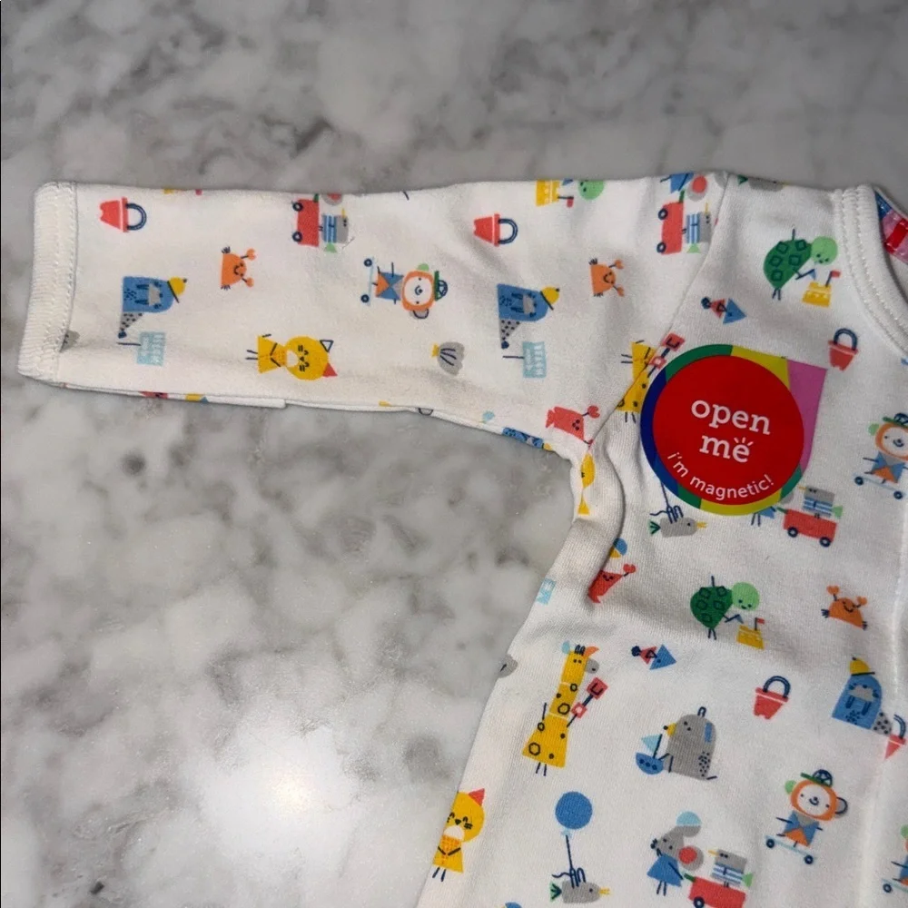 NWT Magnetic Me White Multicolor Organic Cotton Footie Preemie